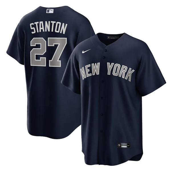 Men's New York Yankees #27 Giancarlo Stanton Navy Cool Base Stitched Baseball Jersey Men's New York Yankees #27 Giancarlo Stanton Navy Cool Base Stitched Baseball Jersey